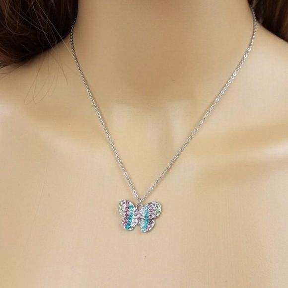 Multicolor color rhinestone butterfly neck… - Picture 4 of 5